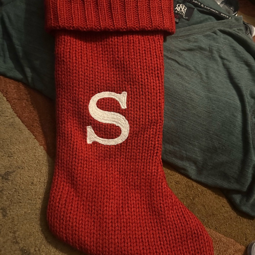 Wondershop Red Knit Stocking with White Initial 'S'